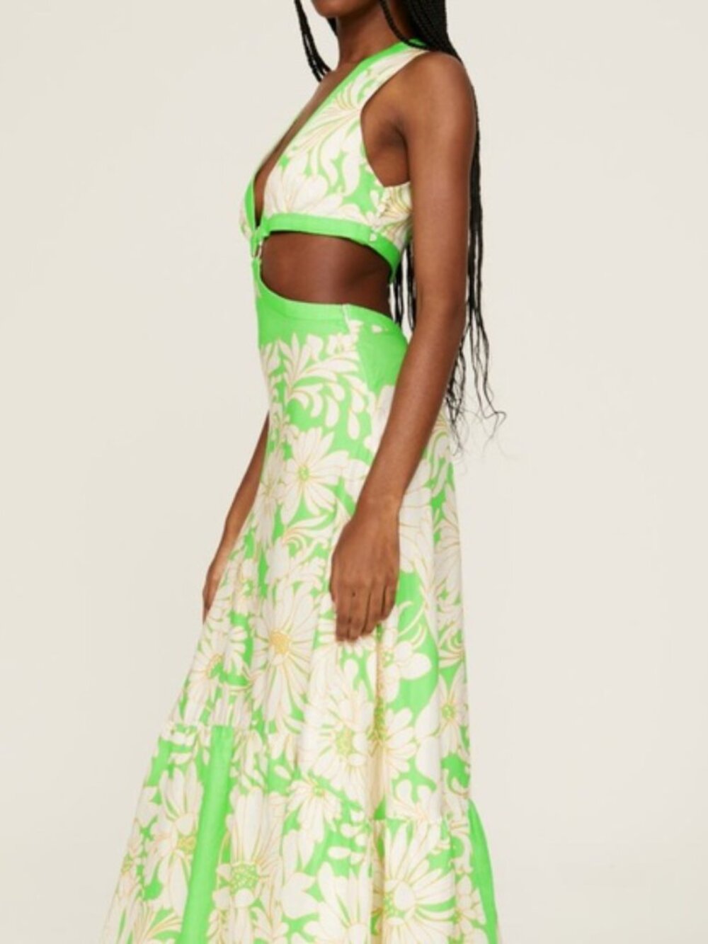 SANDRO Ludmila Cutout Floral Linen Satin-twill Maxi Dress $490 Summer Party 10 L - Picture 12 of 16
